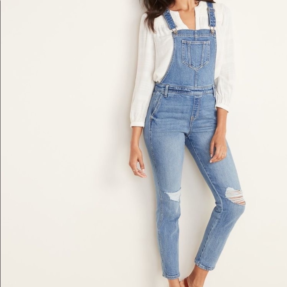 Old Navy Distressed Overalls with Side Zip